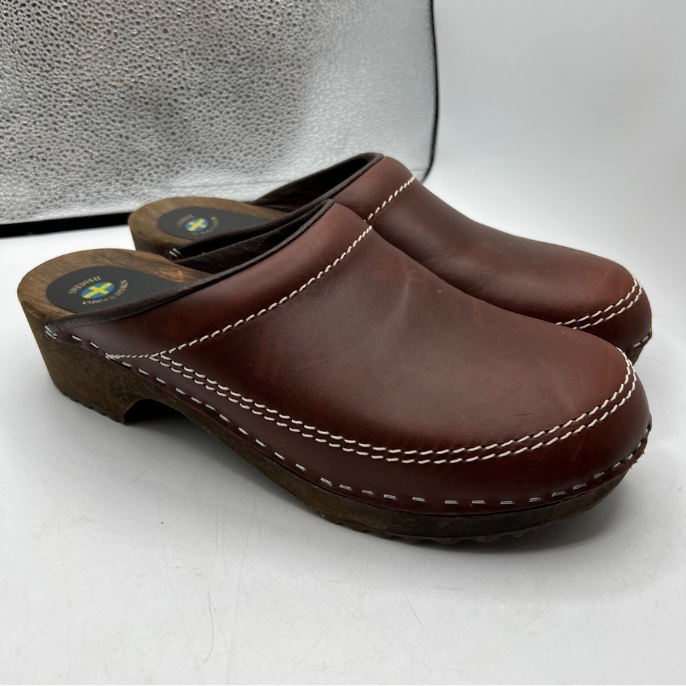 Vollsjo Women's Genuine Leather Wooden Clogs